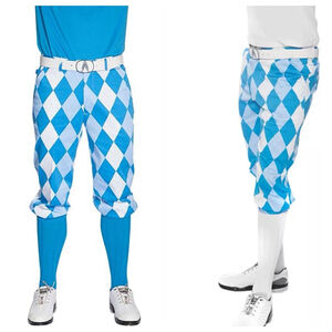 Royal and Awesome Golf Knickers Old Toms Blue Argyle Short Pants Waist 34